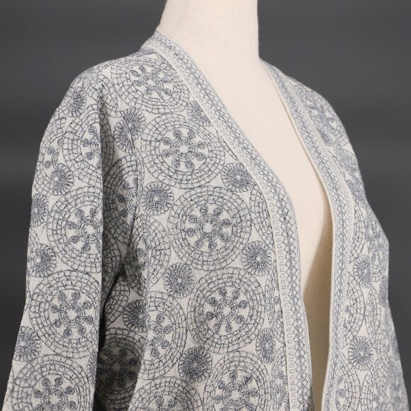 J.JILL PureJill Geo Embroidered Kimono-Style Cardigan Jacket Cotton Size L - Picture 3 of 7